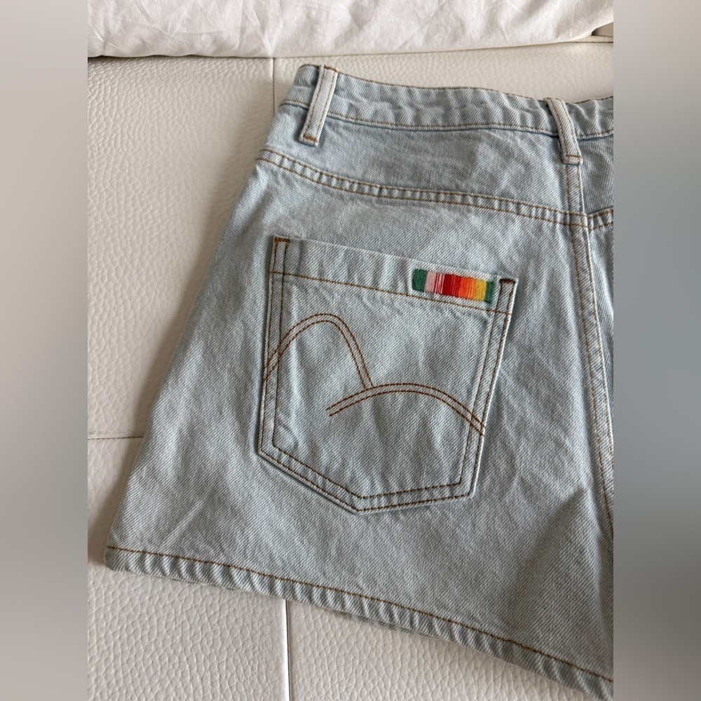 Farm Rio: Multicolor Crochet Patchwork Jean Shorts - Picture 3 of 5
